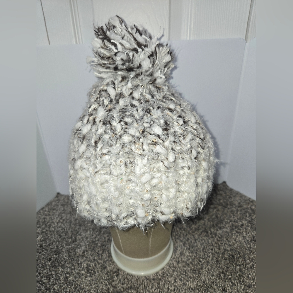 Soft Chunky Knit Pom Pom Beanie With Sequin Details, New Without Tags, Sonoma
